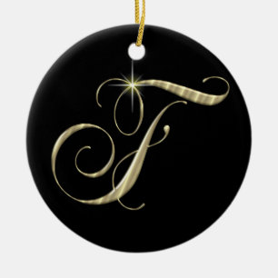Gold Letter F Monogram Initial Ornament Fan Pull