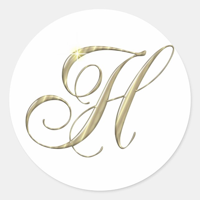 Gold Letter H Monogram Initial Gift Classic Round Sticker (Front)