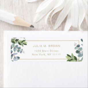 Gold Letter Modern Greenery Return Address Label