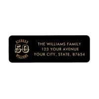 Gold Lettering Fifty 50th Birthday Return Address 