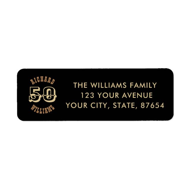 Gold Lettering Fifty 50th Birthday Return Address  (Front)