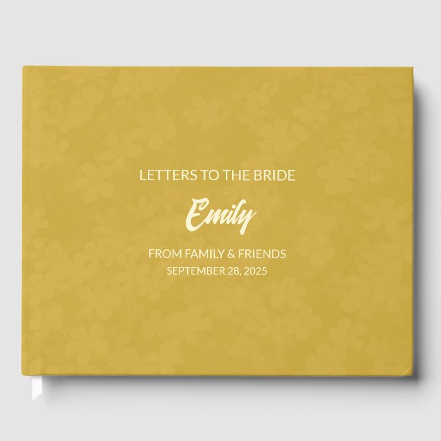 Gold Letters to the Bride Keepsake Notebook Guest Book (Front)