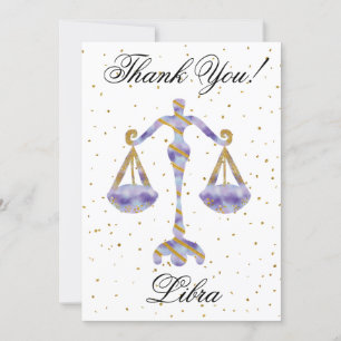Gold Libra 1st Birthday & Big Photo Thank You Card