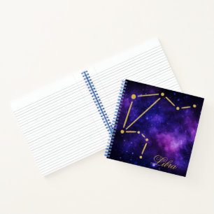 Gold Libra Constellation on Dark Galaxy Notebook