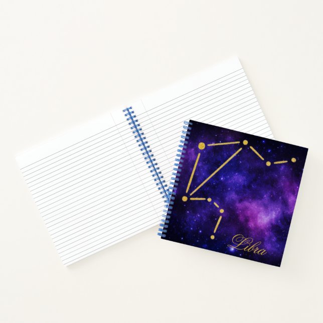 Gold Libra Constellation on Dark Galaxy | Notebook (Inside)