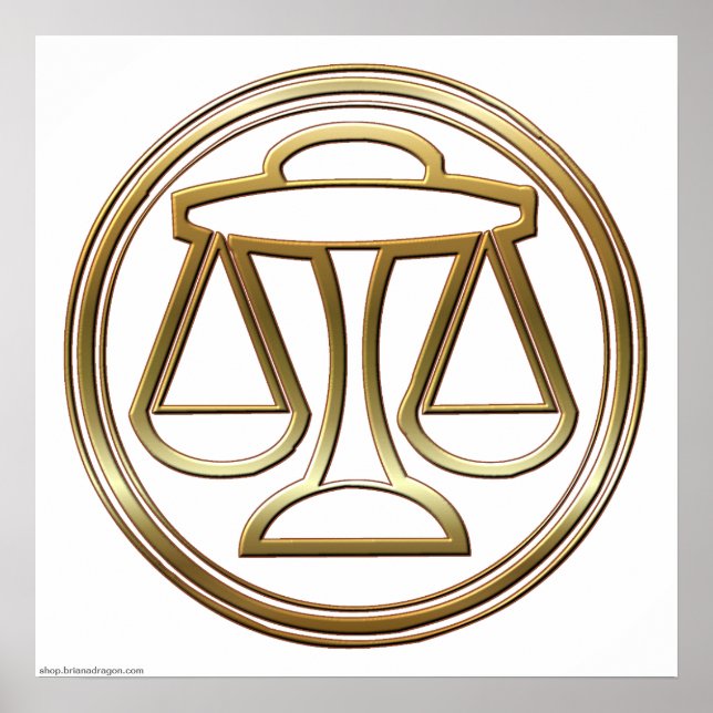 Gold Libra Zodiac Scales Astrology Sign (Front)