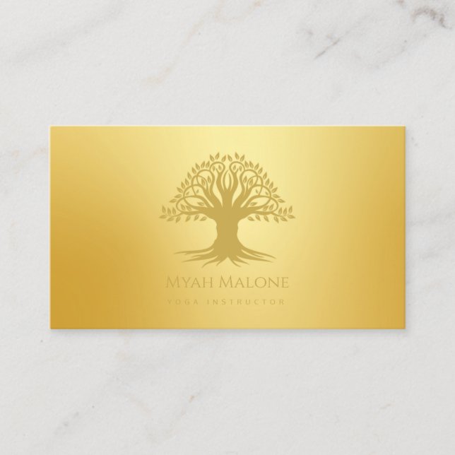 Gold Life Tree Yoga Instructor Business Card (Front)