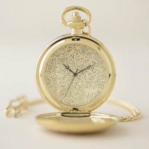 Gold light soft glitter sparkles pocket watch
