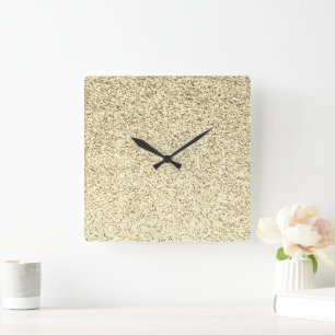 Gold light soft glitter sparkles square wall clock