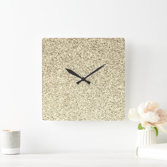 Gold light soft glitter sparkles square wall clock (Home)