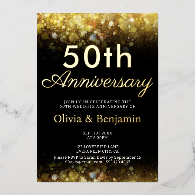 Gold Light Sparkling 50th Wedding Anniversary (Front)