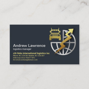 Gold Lightning Silver Globe Logistics CEO Founder Business Card