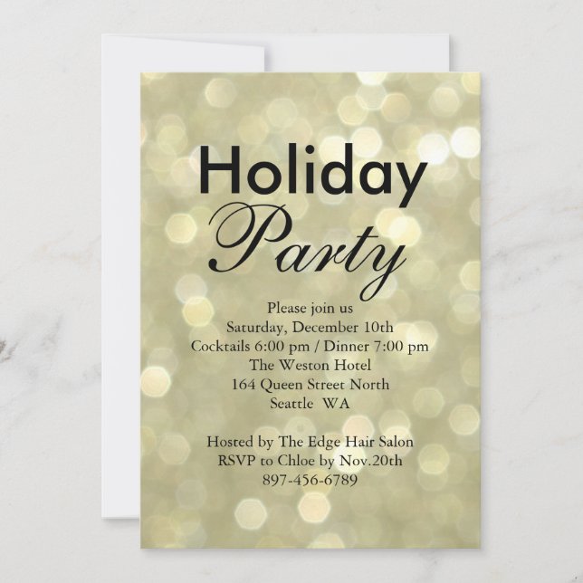 Gold Lights Invitation corporative de vacances (Devant)