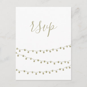 Gold lights modern wedding rsvp postcards