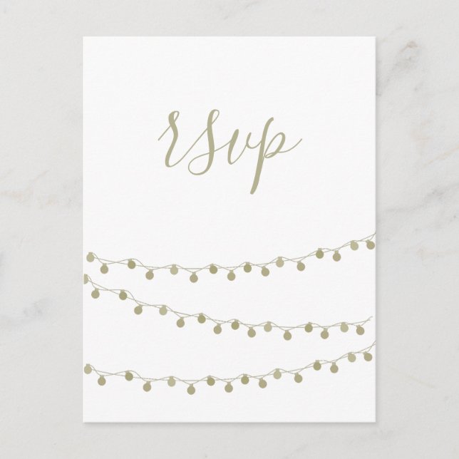 Gold lights modern wedding rsvp postcards (Front)