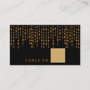 Gold Lights on Black Place Cards