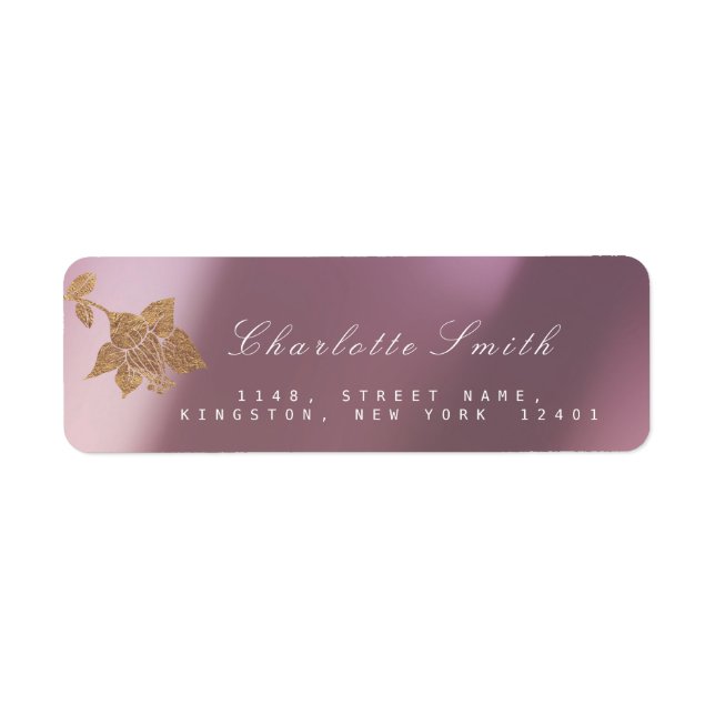 Gold Lilac Pink Pearly Lily Black Return Address (Front)