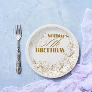 Gold Lily theme Adult Party  Paper Plate