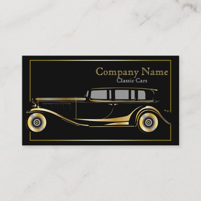 Gold Limo Classic Cars Carte de visite (Devant)
