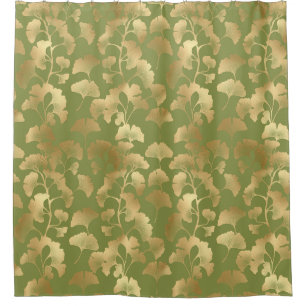Gold Line Art Ginkgo Leaves Emerald Botanical