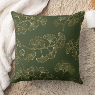 Gold Line Botanical Pattern Throw Pillow