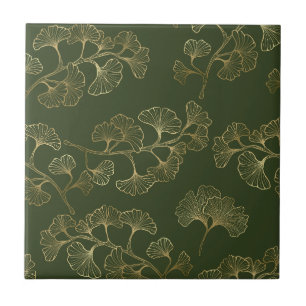 Gold Line Botanical Pattern Tile
