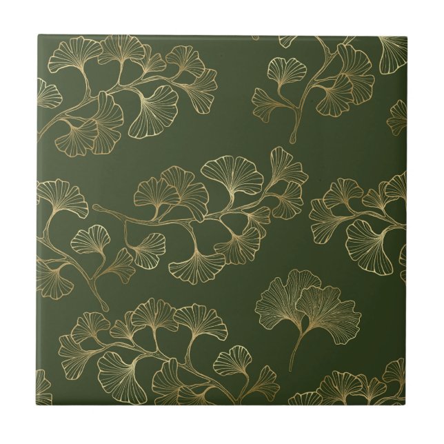 Gold Line Botanical Pattern Tile (Front)