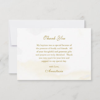 Gold Line Drawing Orthodox Christian Baptism Thank You Card
