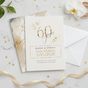 Gold Line Floral 60th Anniversary ID1169 Invitation