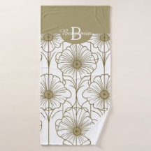 Gold Line Floral Pattern Towel