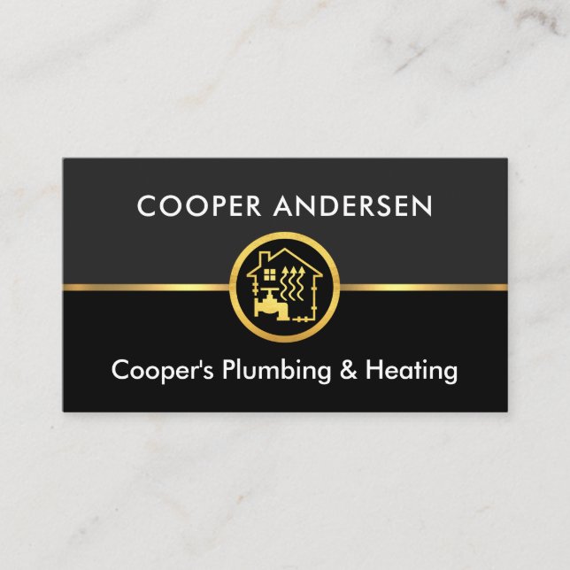 Gold Line Plumbing Heating Layers Business Card (Front)