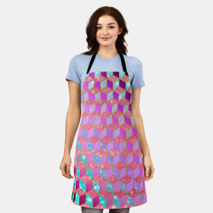 Gold Lined Diamond-Shaped Hexagon in Pastel Apron