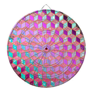 Gold Lined Diamond-Shaped Hexagon in Pastel Dartboard