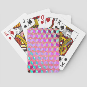 Gold Lined Diamond-Shaped Hexagon in Pastel Playing Cards