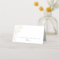 Gold Lined Floral Gold Place Card