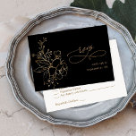 Gold Lined Floral on Black & Gold w Meal RSVP 2<br><div class="desc">Send this elegant,  modern Gold Lined Floral on Black & Gold RSVP  meal card with your invitations for weddings and parties including Graduation parties. See our collection for an option without the meal.</div>