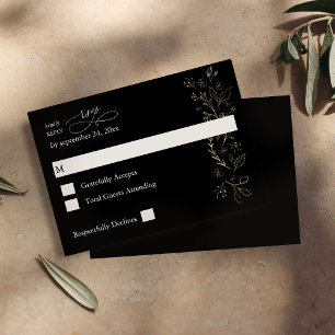 Gold Lined Floral on Black no Meal RSVP 2
