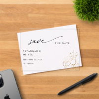 Gold Lined Floral Save the Date