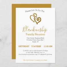 Gold Linked Hearts Family Reunion Template