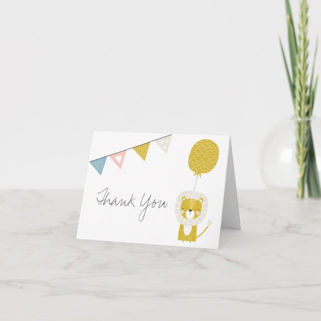 Gold Lion Baby Shower Thank You Card (Front)