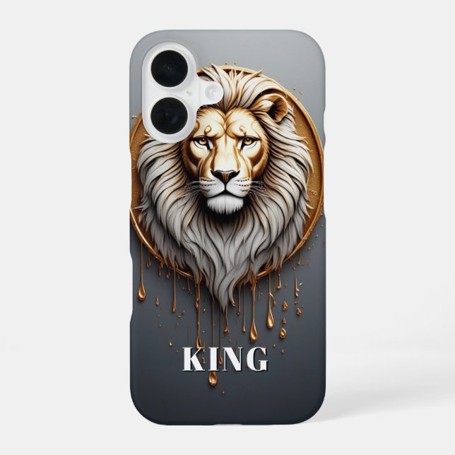 Gold Lion Custom Design 🦁 iPhone 16 Case (Back)