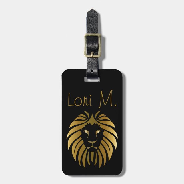 Gold Lion Customizable Luggage Tag (Front Vertical)