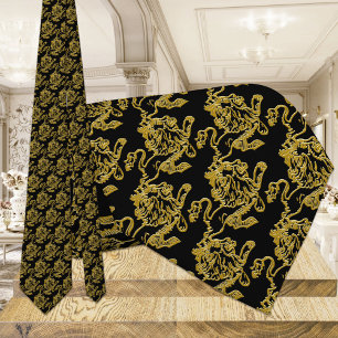 Gold Lion on Black Tie