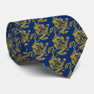 Gold Lion on Navy Blue Tie