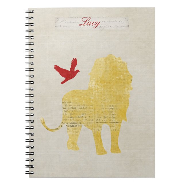 Gold Lion Silhouette Personalized Notebook (Front)