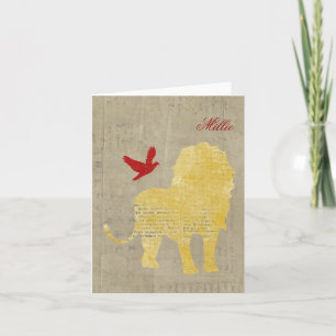 Gold Lion Silhouette Personalized Notecard
