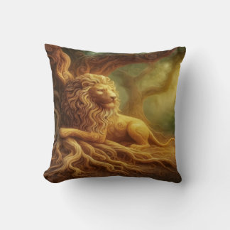 Gold Lion Throw Pillow