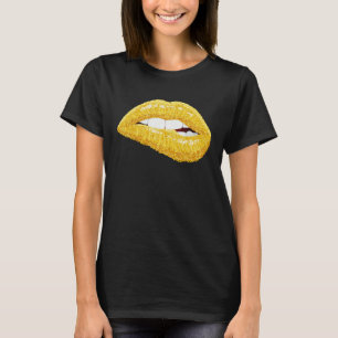 Gold Lips Biting Lipstick Makeup T-Shirt