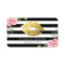 Gold Lips Floral Black White Stripes Makeup Artist