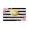 Gold Lips Floral Black White Stripes Makeup Artist